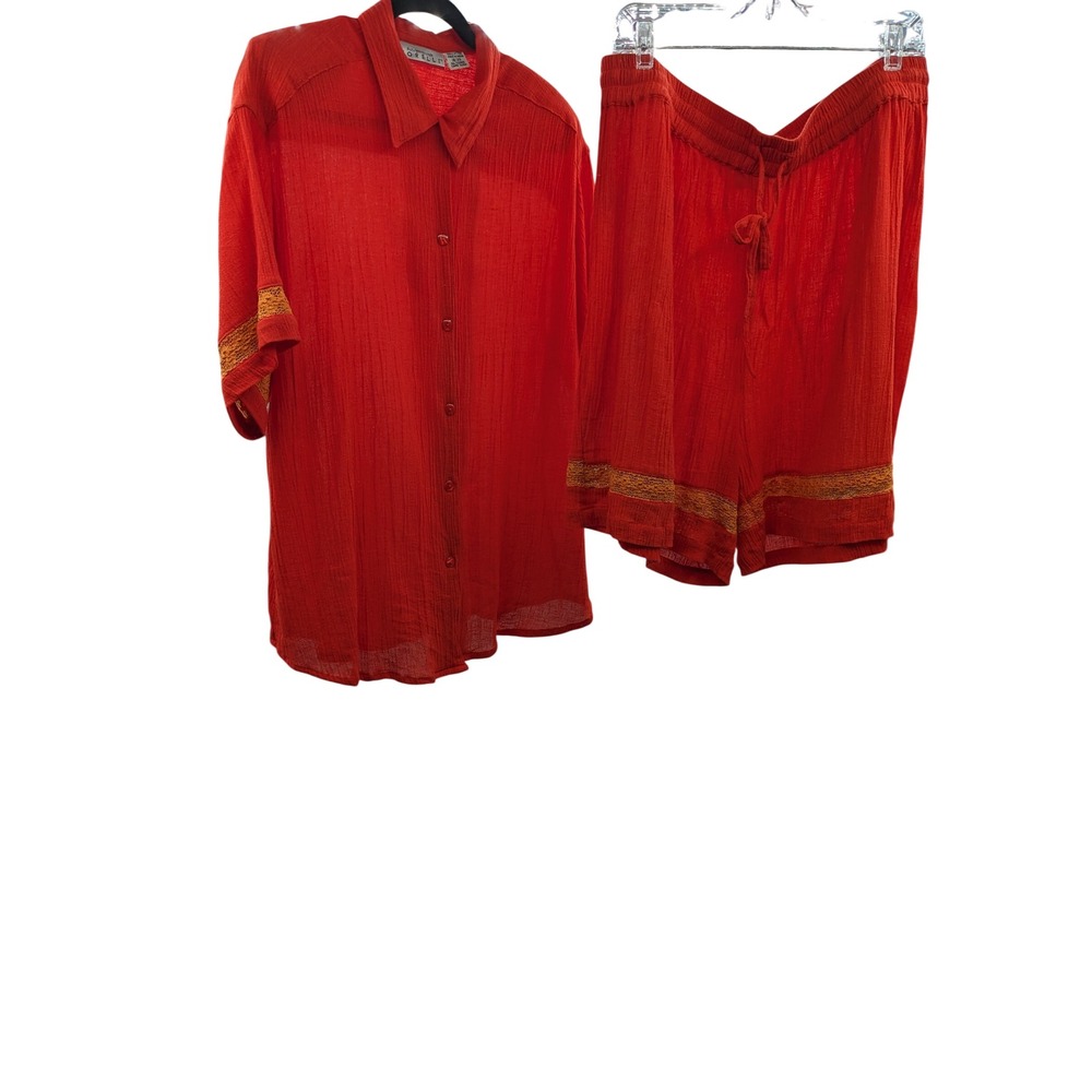 Vintage Moda Internazionale Forelli Red Cotton Gauze Shorts Set 18/20 22/24